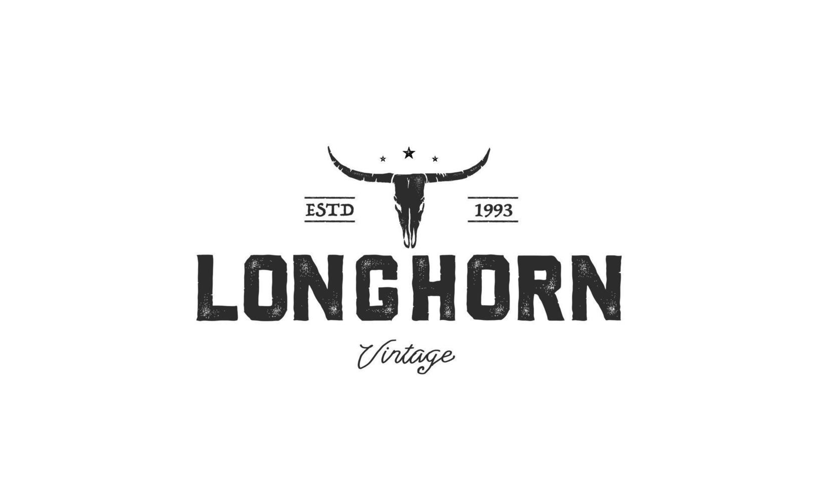 Langhorn-Farm-Logo Vintage-Vektorsymbol-Illustrationsdesign, Büffelbullen-Longhorn-Logo vektor