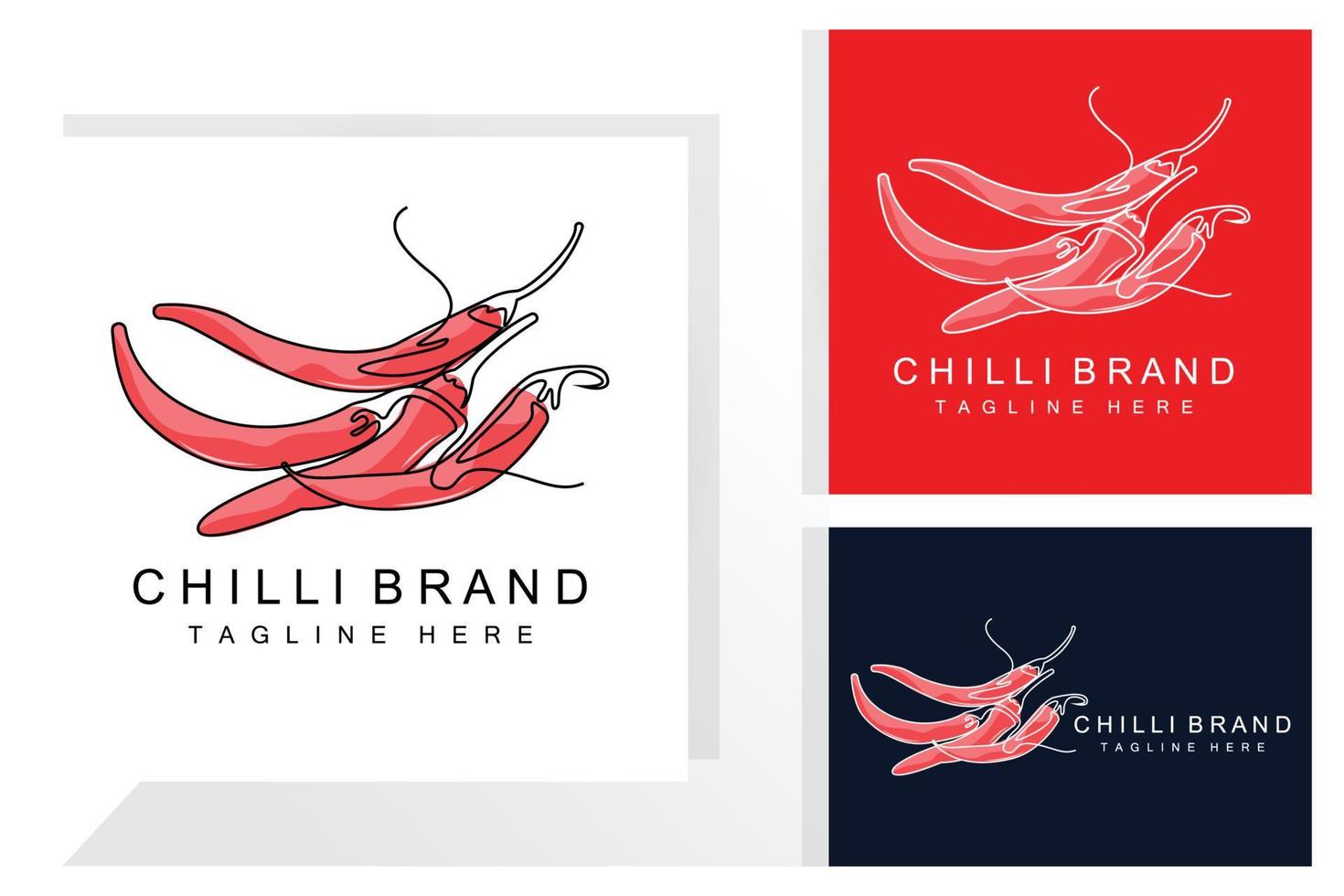 würziges Chili-Logo-Design, rote Gemüseillustration, Küchenzutaten, scharfe Chili-Vektormarkenprodukte vektor