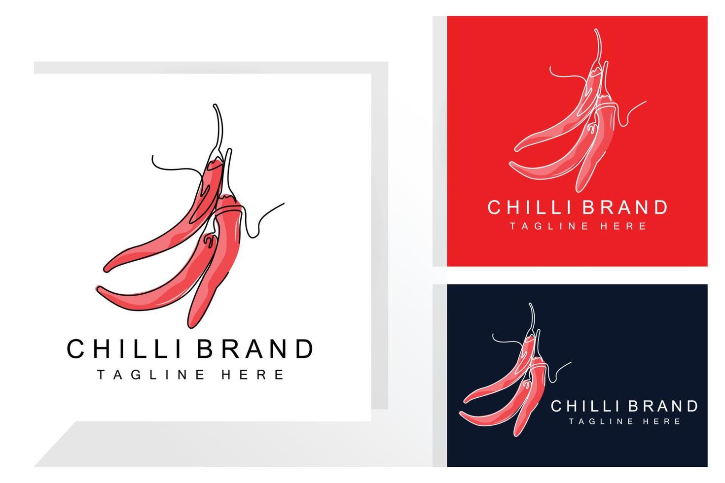 würziges Chili-Logo-Design, rote Gemüseillustration, Küchenzutaten, scharfe Chili-Vektormarkenprodukte vektor