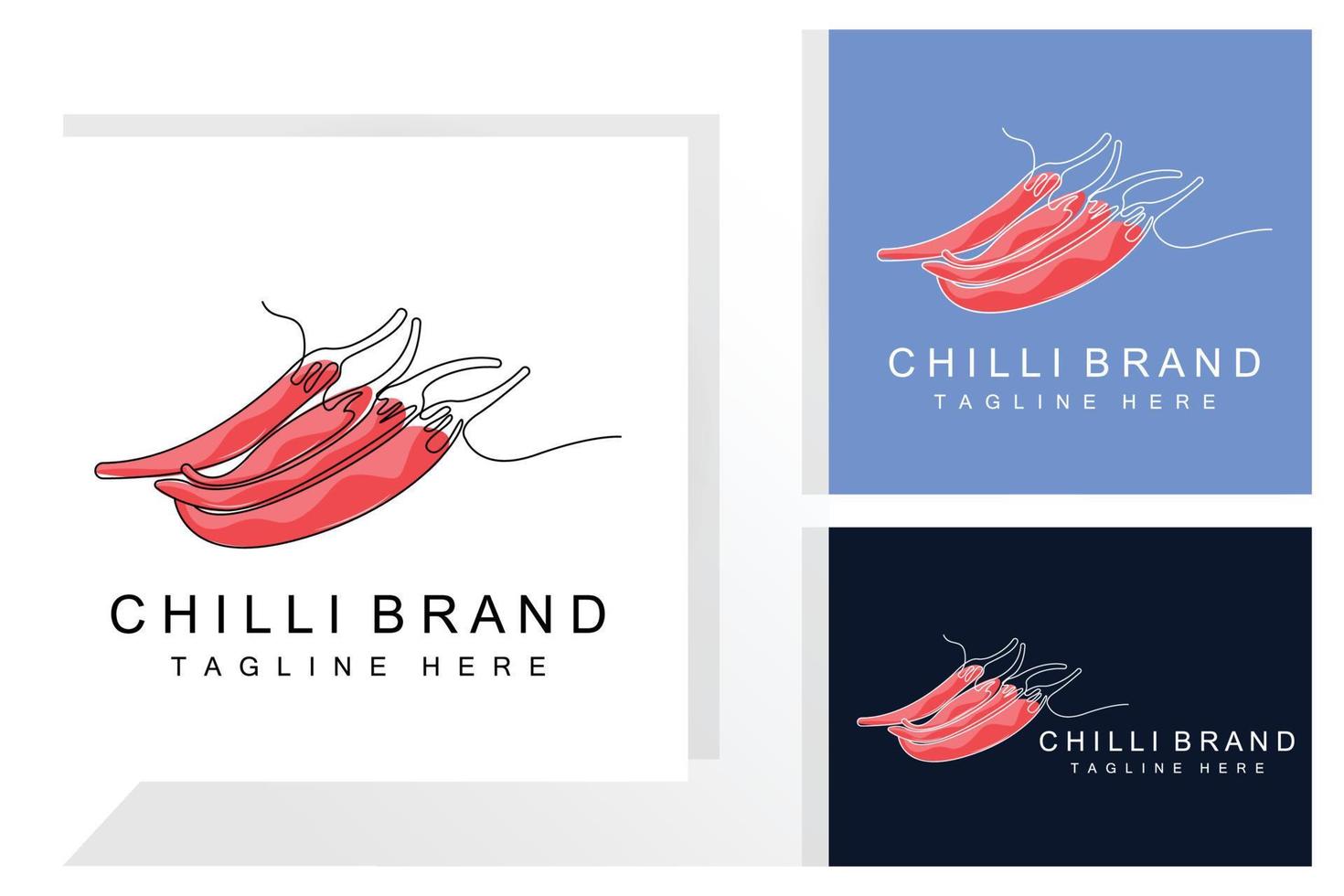 würziges Chili-Logo-Design, rote Gemüseillustration, Küchenzutaten, scharfe Chili-Vektormarkenprodukte vektor