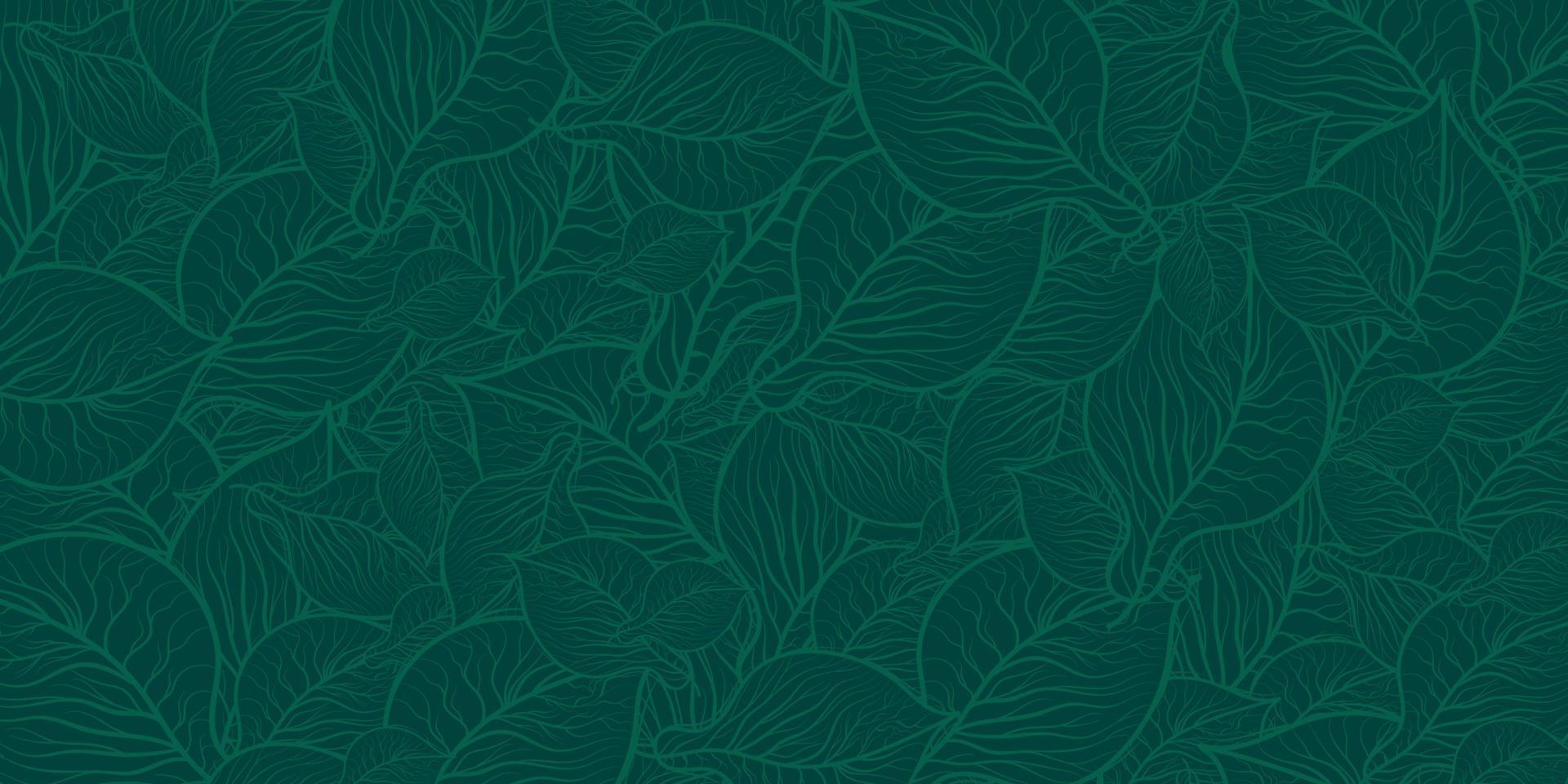 abstraktes dunkelgrünes Blatt Blumenmuster Vektor Hintergrund Illustration