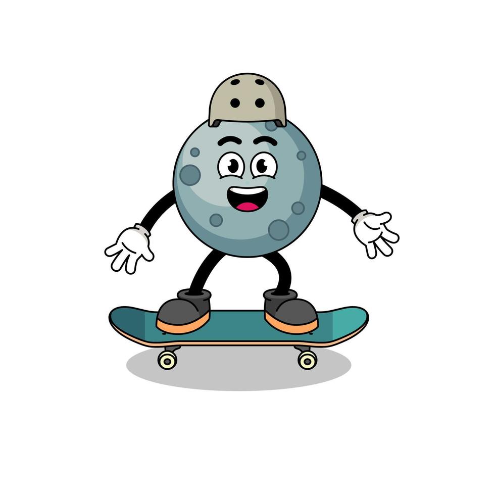 Asteroiden-Maskottchen, das ein Skateboard spielt vektor