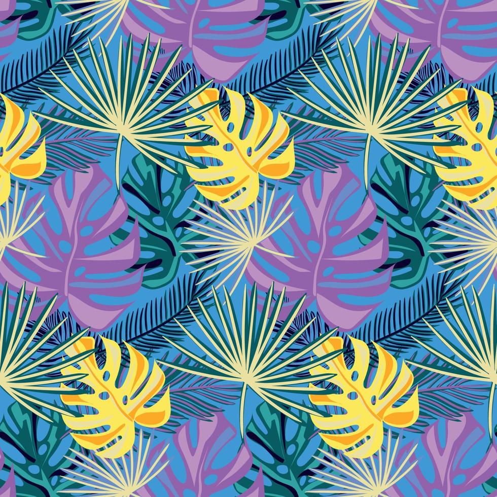 tropisches nahtloses natürliches muster exotischer blätter. Vektor floraler Hintergrund. Wunderschöner Allover-Print mit handgezeichneten exotischen Pflanzen. Bademode botanisches Design.