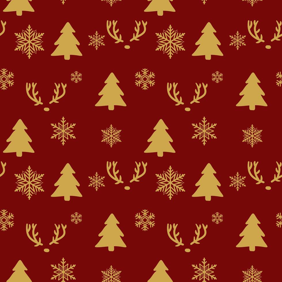 sömlös jul mönster. bakgrund med hjortar, snöflingor och jul träd. perfekt för omslag papper, hälsning kort, textil- skriva ut. vektor
