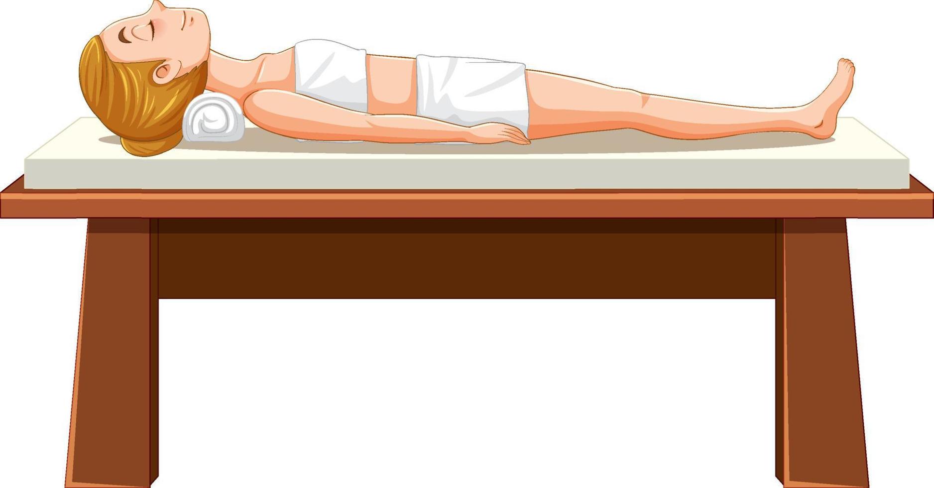 en kvinna liggande på massage säng vektor