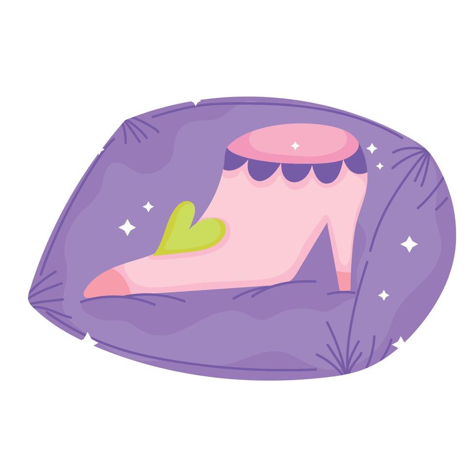 Cartoon-Prinzessin-Schuh im Kissen-Symbol vektor