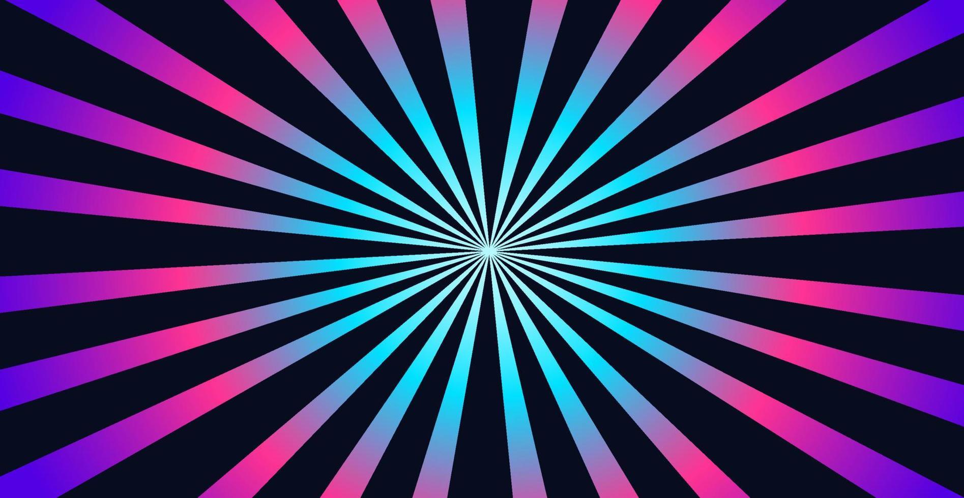 psychedelic abstrakt bakgrund. optisk illusion. hypnotisk mönster av neon strålar utstrålande från de Centrum. vektor