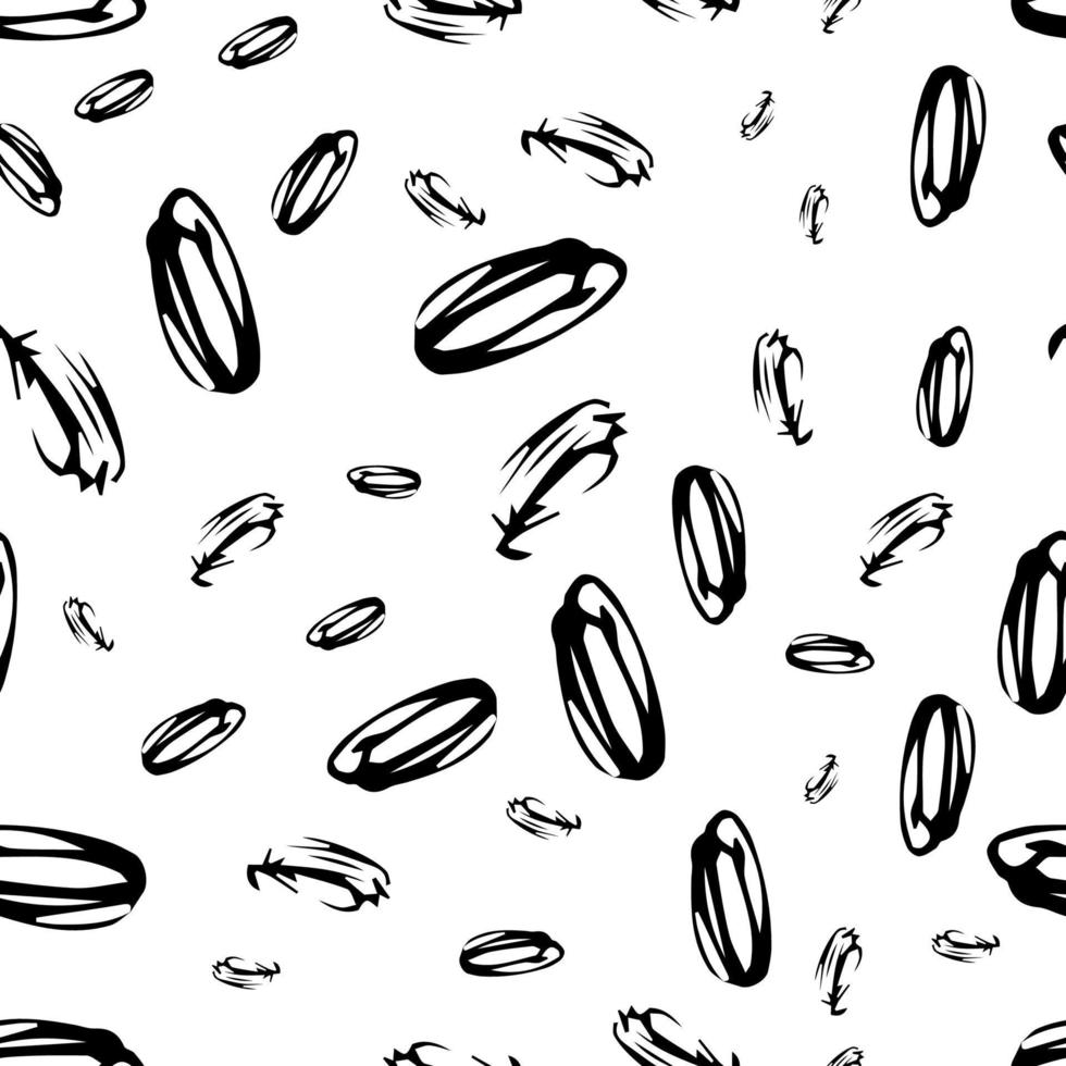nahtloses muster mit schwarzer skizze handgezeichneter pinsel kritzeln ovale form auf weißem hintergrund. abstrakte Grunge-Textur. Vektor-Illustration vektor