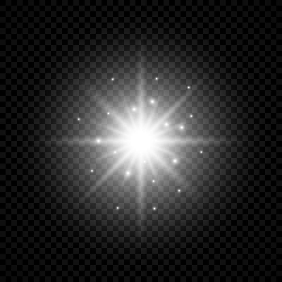ljus effekt av lins bloss. vit lysande lampor starburst effekter med gnistrar. vektor illustration