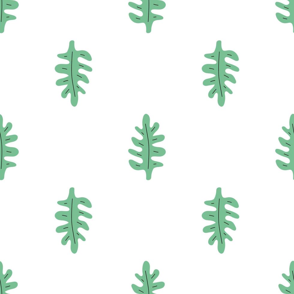 gröna blad seamless mönster. vektor handritad botanisk illustration. ganska scandi stil för tyg, textil, tapeter. digitalt papper i vit bakgrund