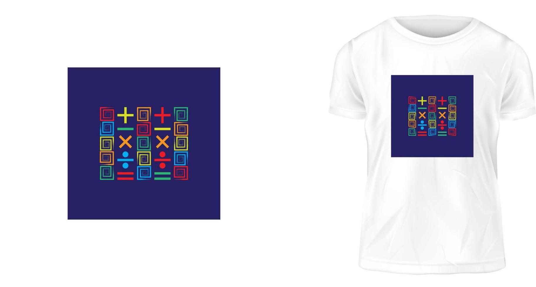 T-Shirt-Designkonzept, mathematisches Symbol und Farbmuster vektor