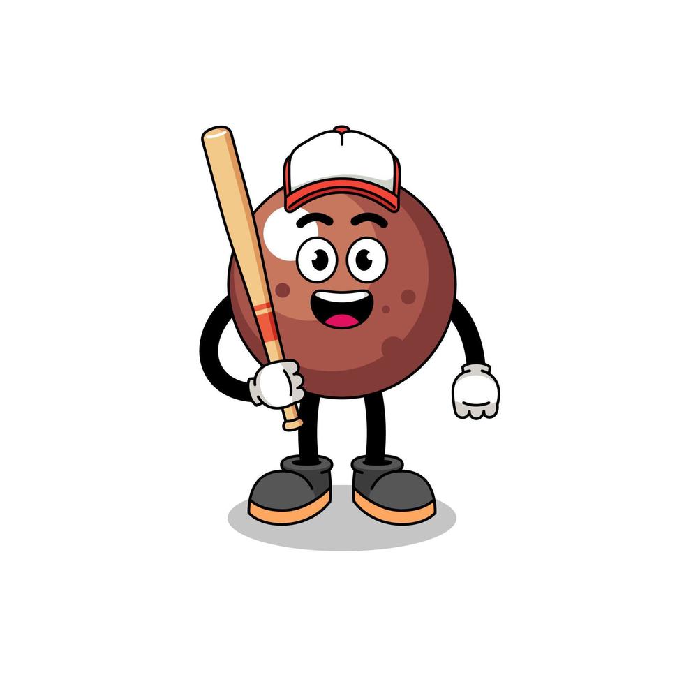 Schokoladenkugel-Maskottchen-Cartoon als Baseballspieler vektor
