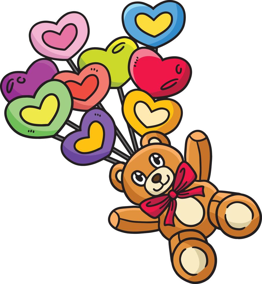 Teddybär Herz Luftballons Cartoon farbige Cliparts vektor
