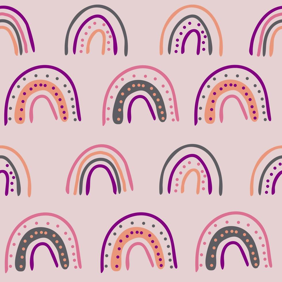Regenbogen nahtlose Muster handgezeichnetes Gekritzel, Boho, Minimalismus. tapete, textil, druck, geschenkpapier hintergrund trendige farbe 2022 vektor