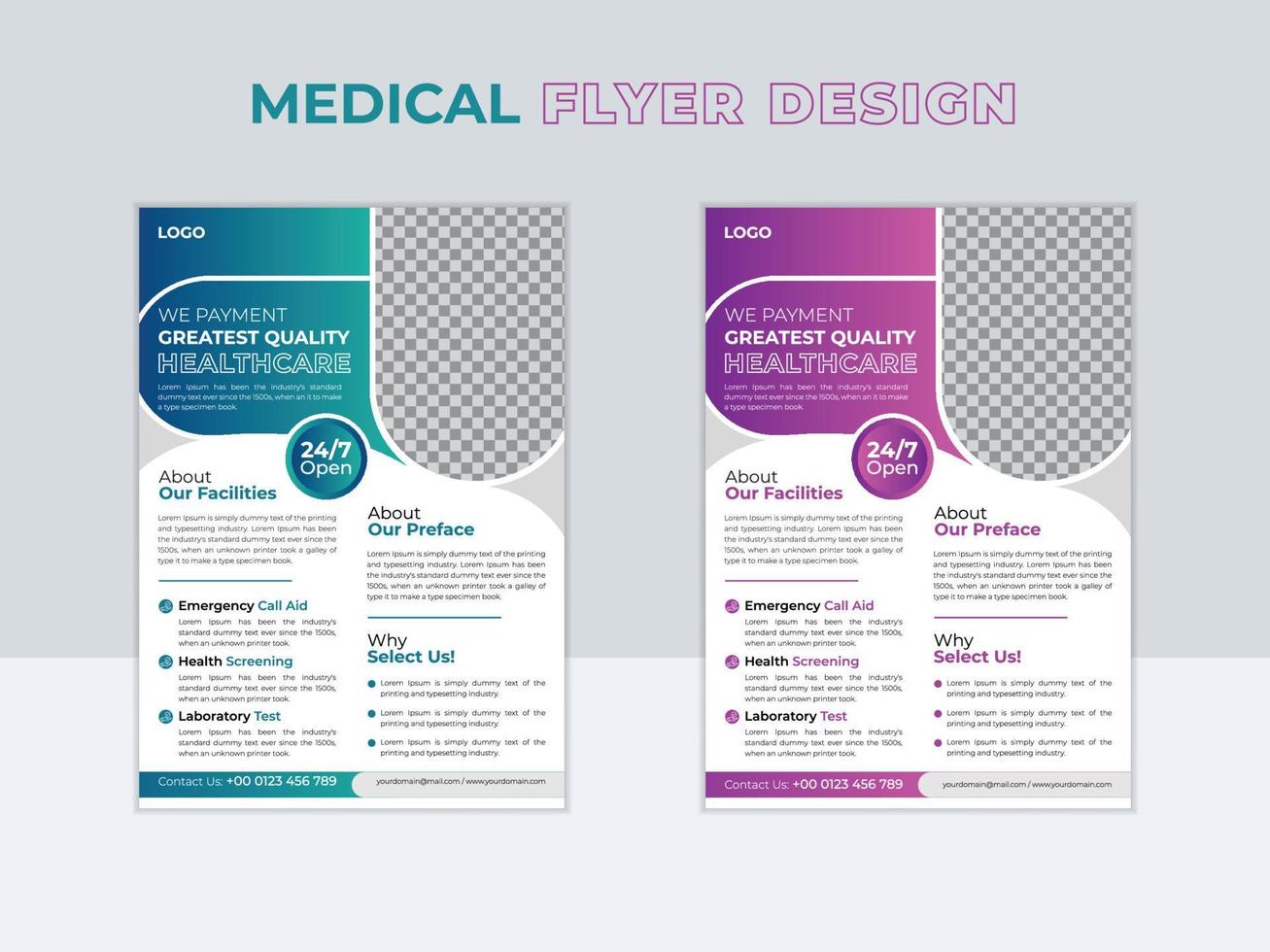 sjukvård medicinsk flygblad layout design mall vektor