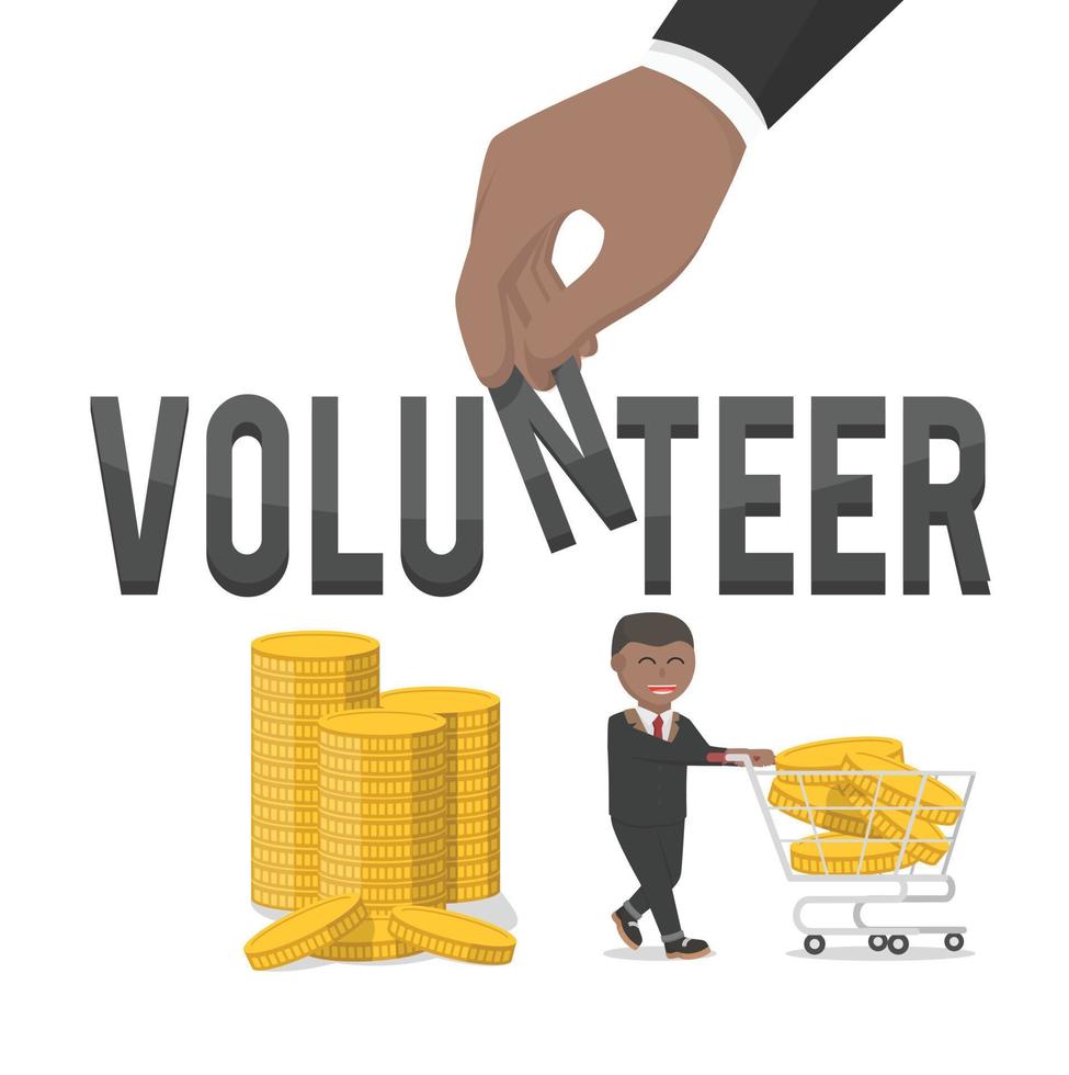 business african freiwilliger charakter mit text vektor