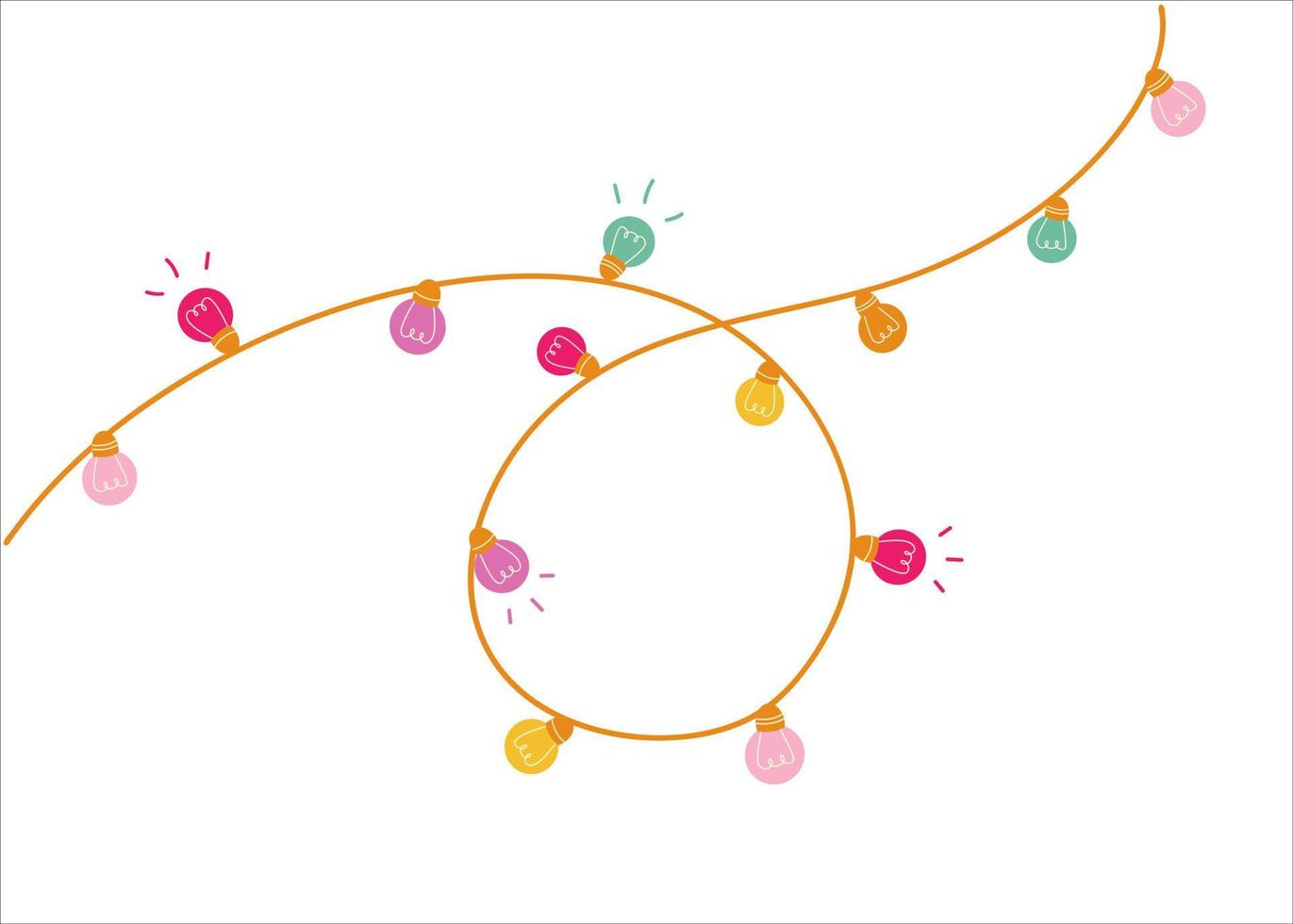 Feiertagsdesignillustration mit bunten Girlanden von Glühbirnen. Urlaubskonzept mit farbigen Laternen. festliches element für weihnachten, party, geburtstag. Vektor-Hintergrund. vektor