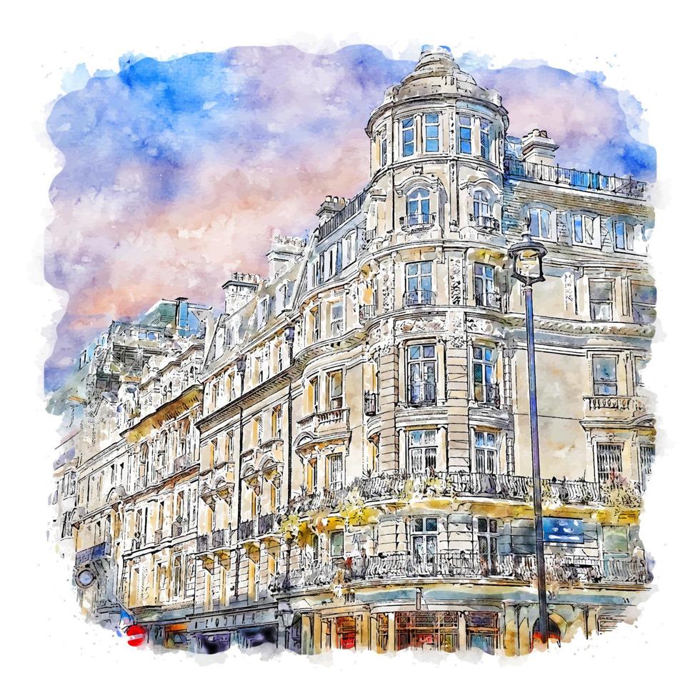 london großbritannien aquarell skizze handgezeichnete illustration vektor