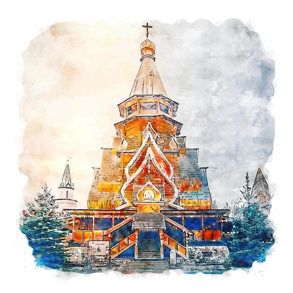 Moskva Ryssland akvarell skiss handritad illustration vektor