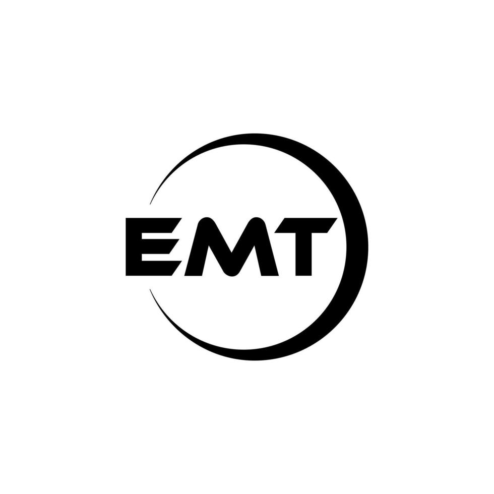 emt-brief-logo-design in der illustration. Vektorlogo, Kalligrafie-Designs für Logo, Poster, Einladung usw. vektor