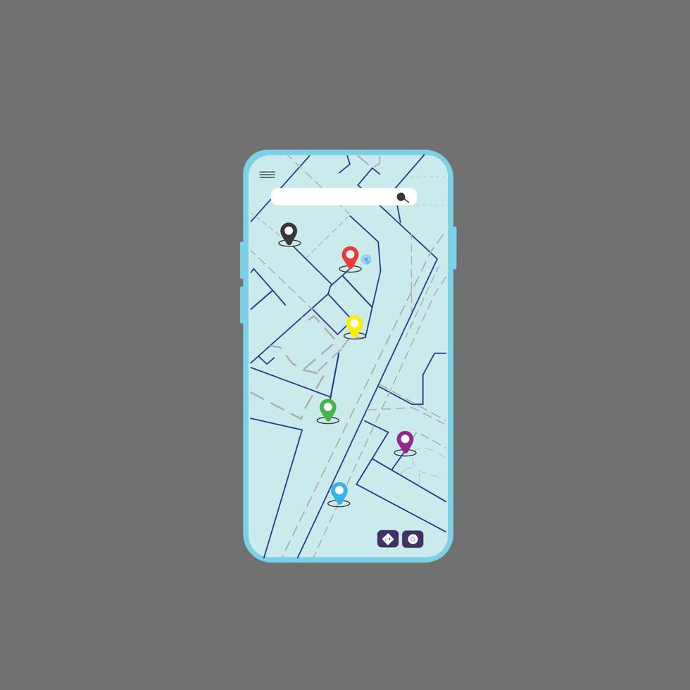 navigering app. plats app gränssnitt på smartphone vektor