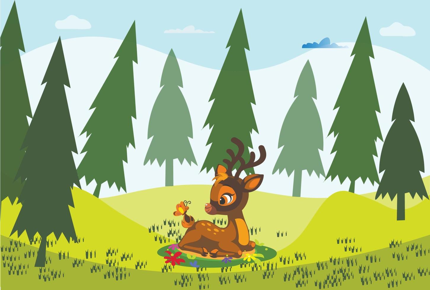 Hirschillustrationsdesign niedliches Bambi-Tier vektor