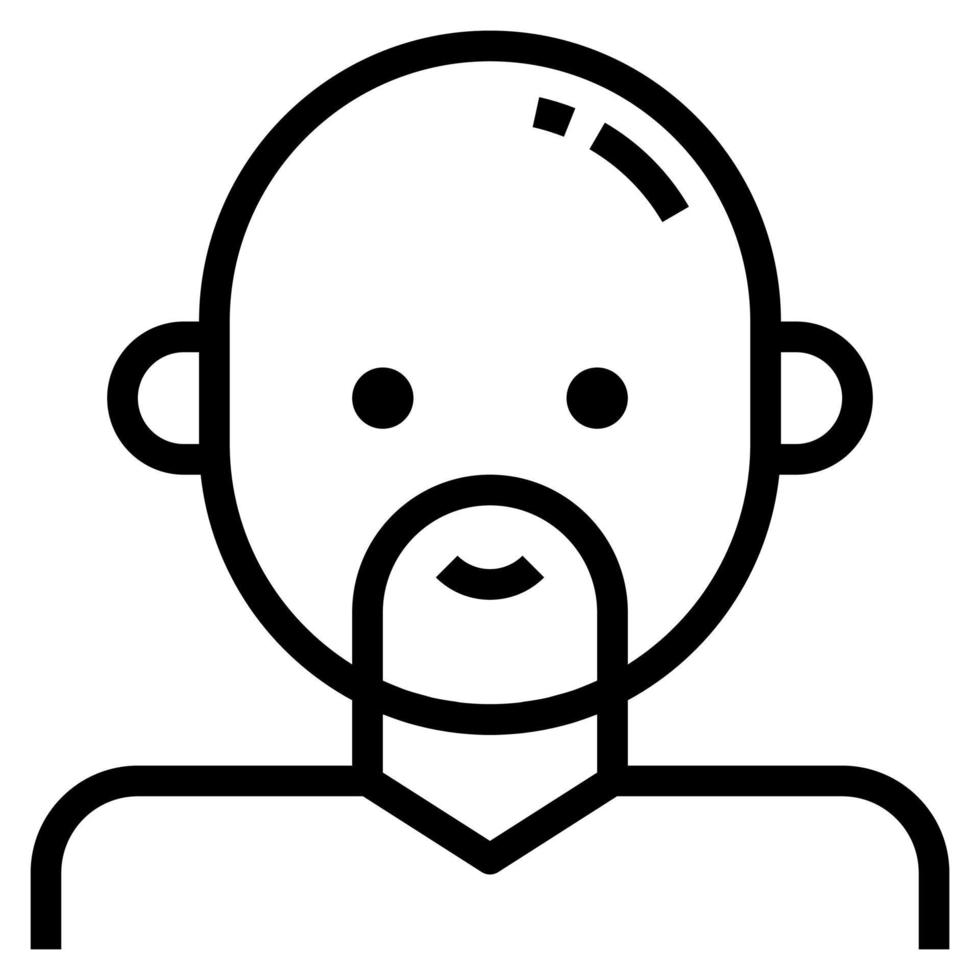 skallig skägg man avatar manlig klämma konst ikon vektor