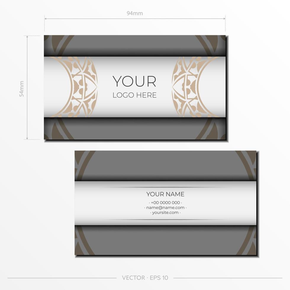 vit företag kort design med mönster. vektor företag kort med plats för din text och abstrakt prydnad.