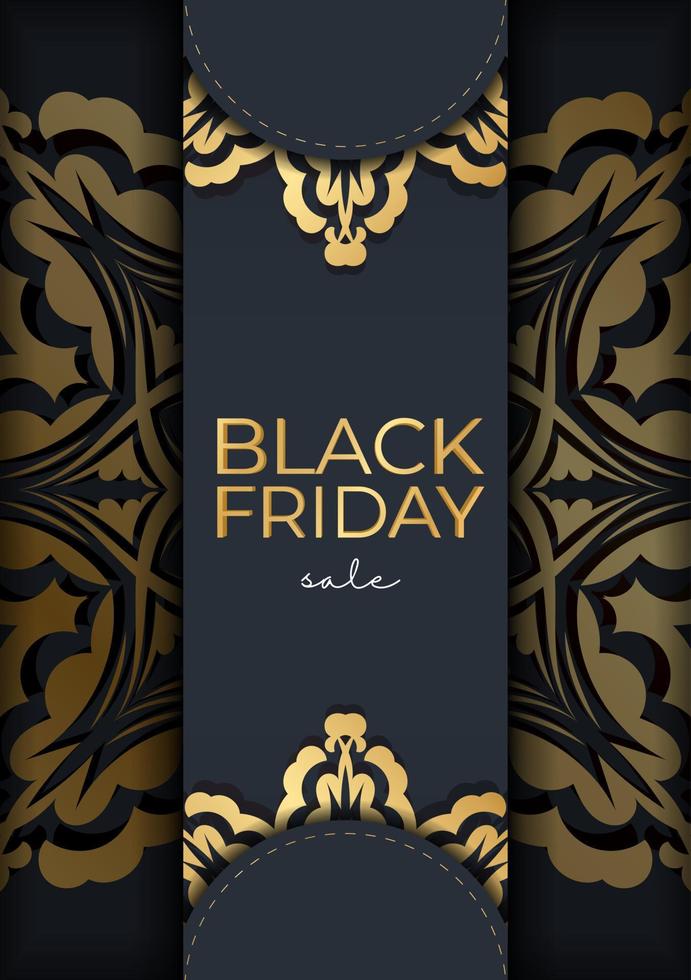 reklam mall för svart fredag i mörk blå med abstrakt guld mönster vektor