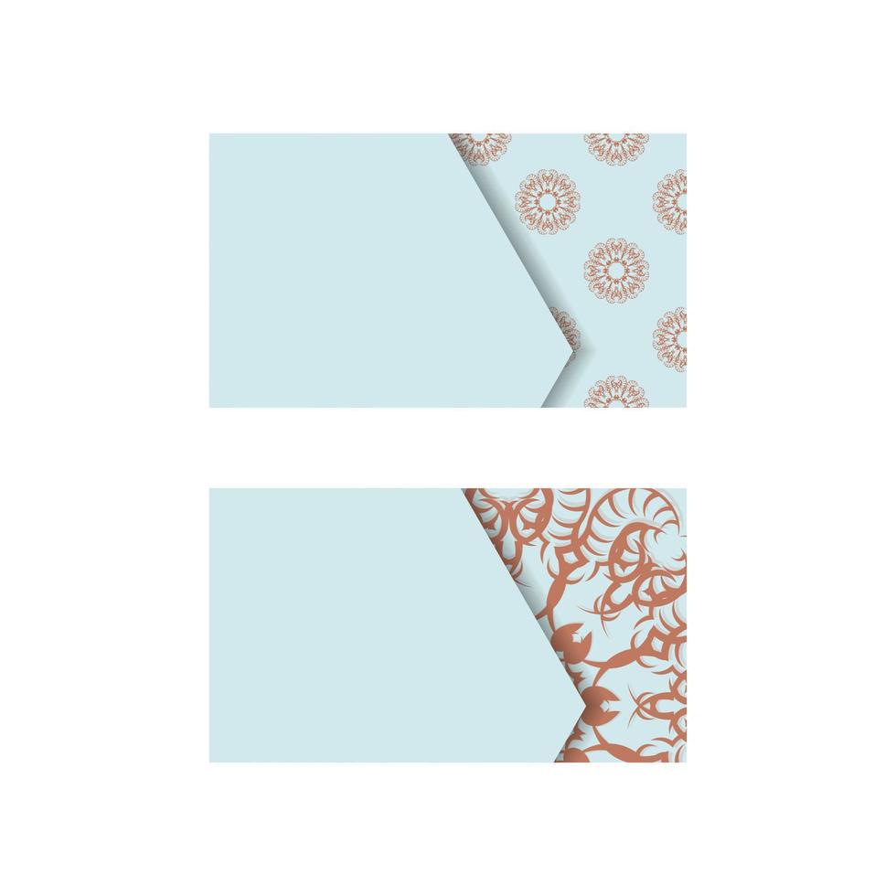 företag kort i akvamarin Färg med en mandala korall mönster för din kontakter. vektor