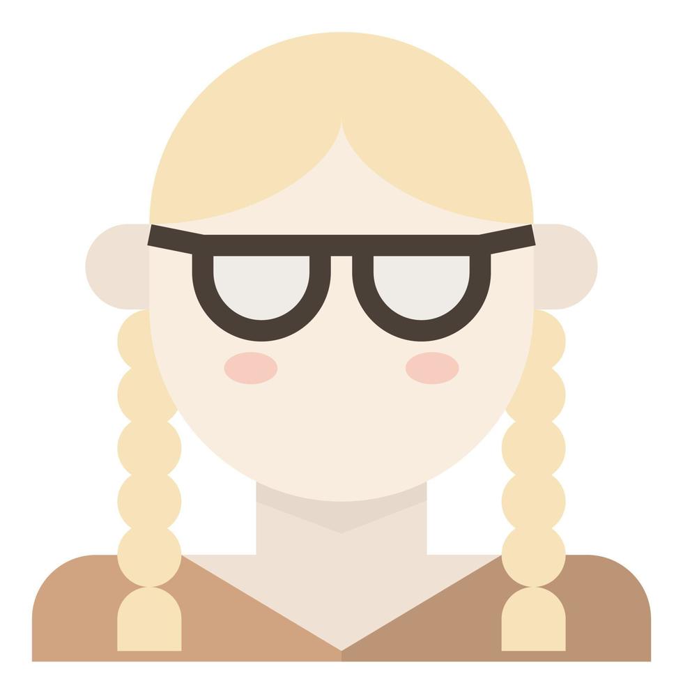 Zopf Zopf Zopf Brille Mädchen Avatar Frau Clip Art Symbol vektor