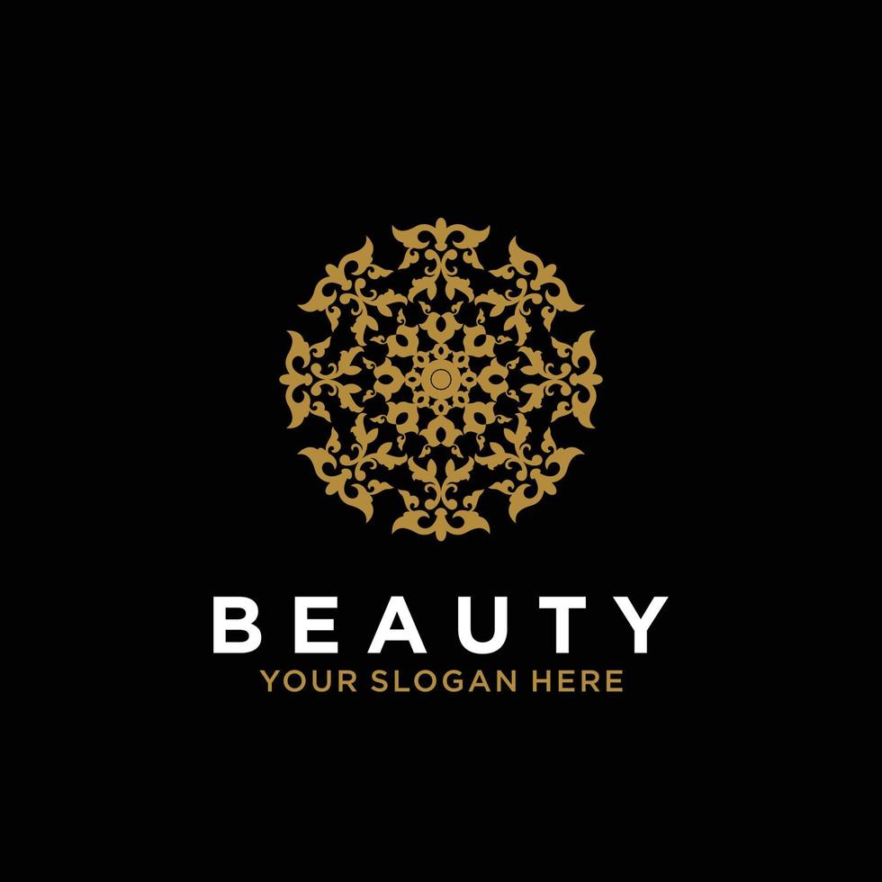 lyx mandala linje design konst skönhet guld blomma abstrakt vektor logotyp