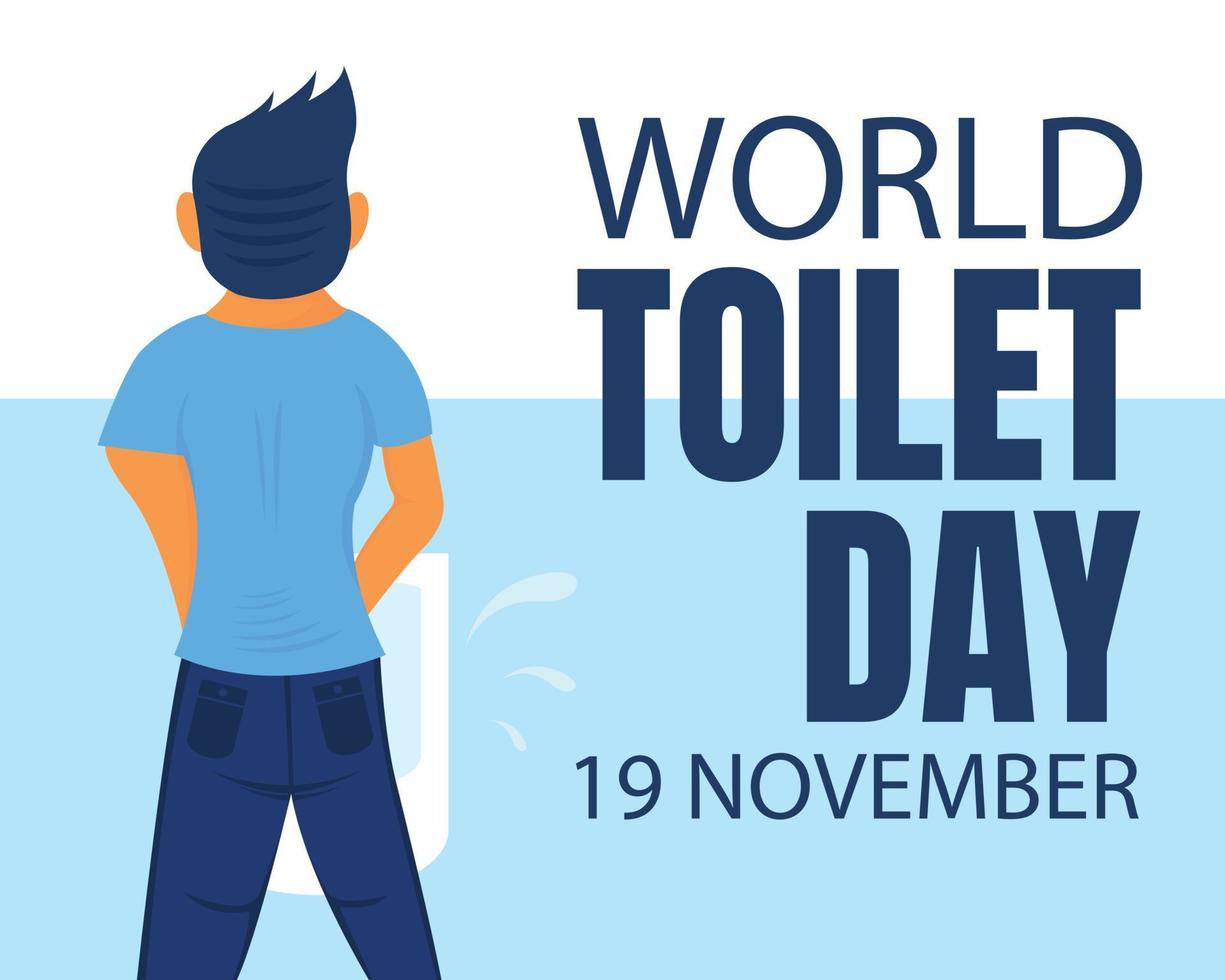 Illustrationsvektorgrafik eines Mannes, der auf der Toilette steht und pinkelt, perfekt für den internationalen Tag, Welttoilettentag, Feiern, Grußkarte usw. vektor