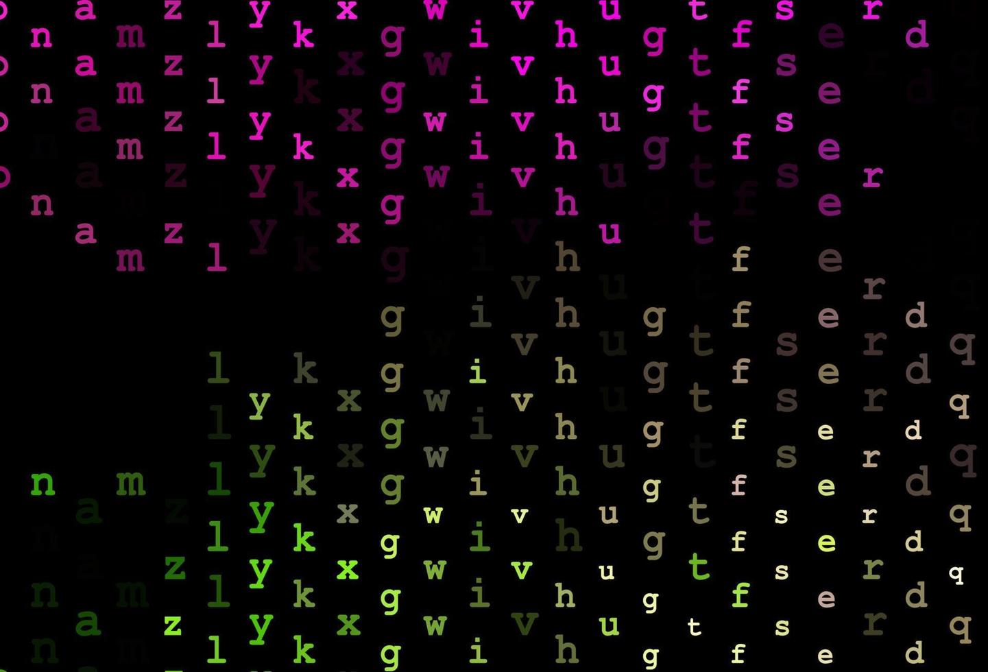 dunkelrosa, grünes Vektorlayout mit lateinischem Alphabet. vektor