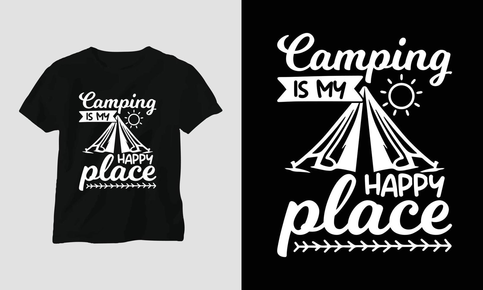 camping svg design med läger, tält, fjäll, gnissla, träd, band, vandring silhuett vektor