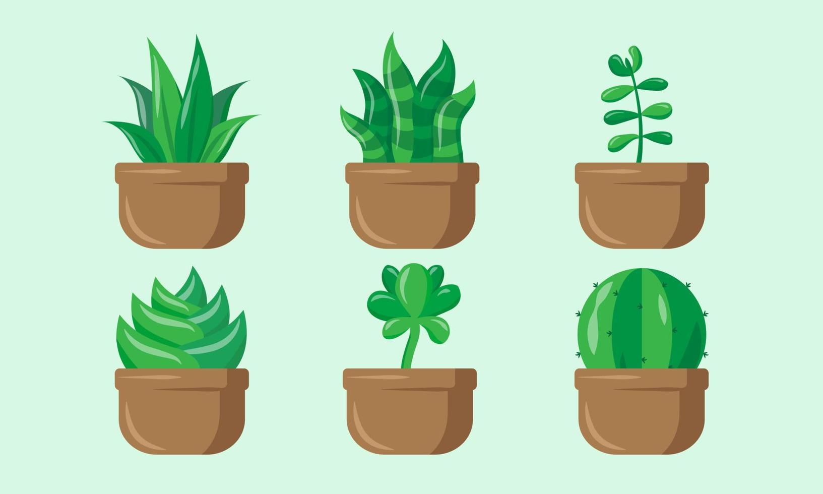 platt samling av kaktus växt vektor
