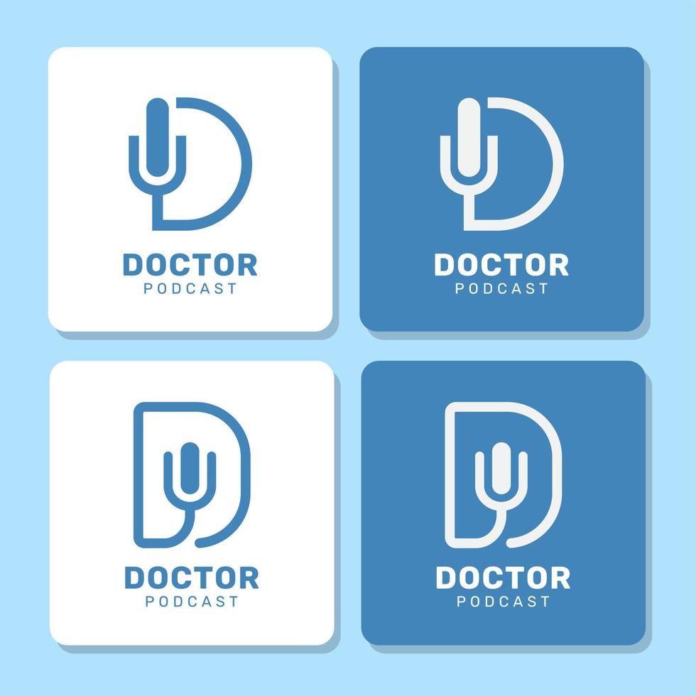 flaches Design Arzt Podcast Logo Vorlagensammlung vektor