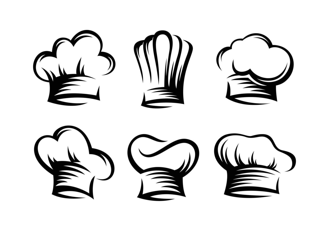 uppsättning årgång av kock och laga mat hattar - vektor