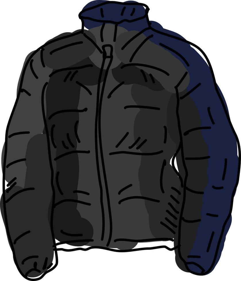 schwarze Jacke, Illustration, Vektor auf weißem Hintergrund.