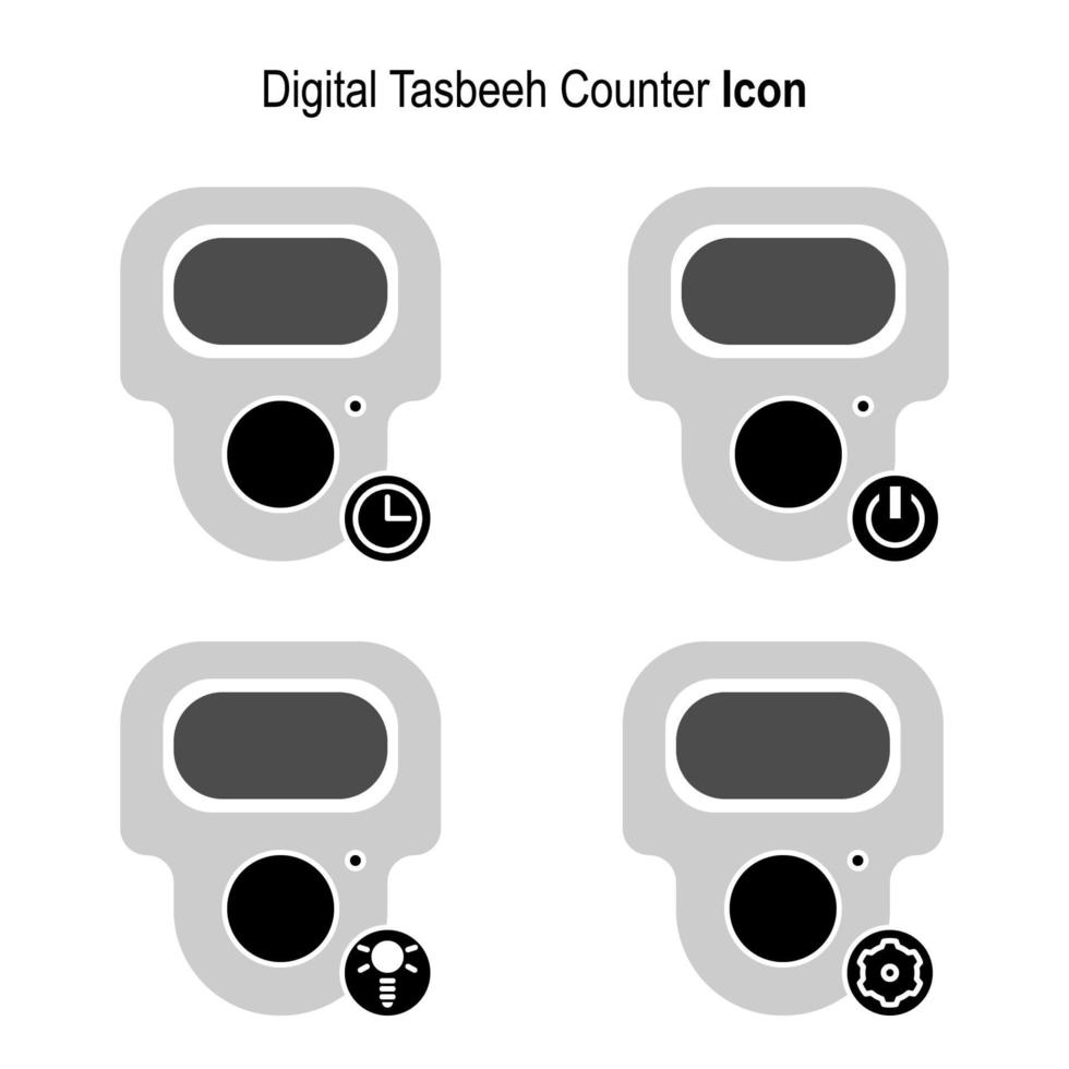 Symbolfarbe für digitale Zähler weiß schwarz und grau mit gefülltem Symbolstil vektor