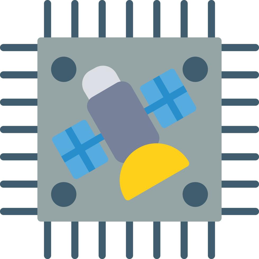 satellit chip platt ikon vektor