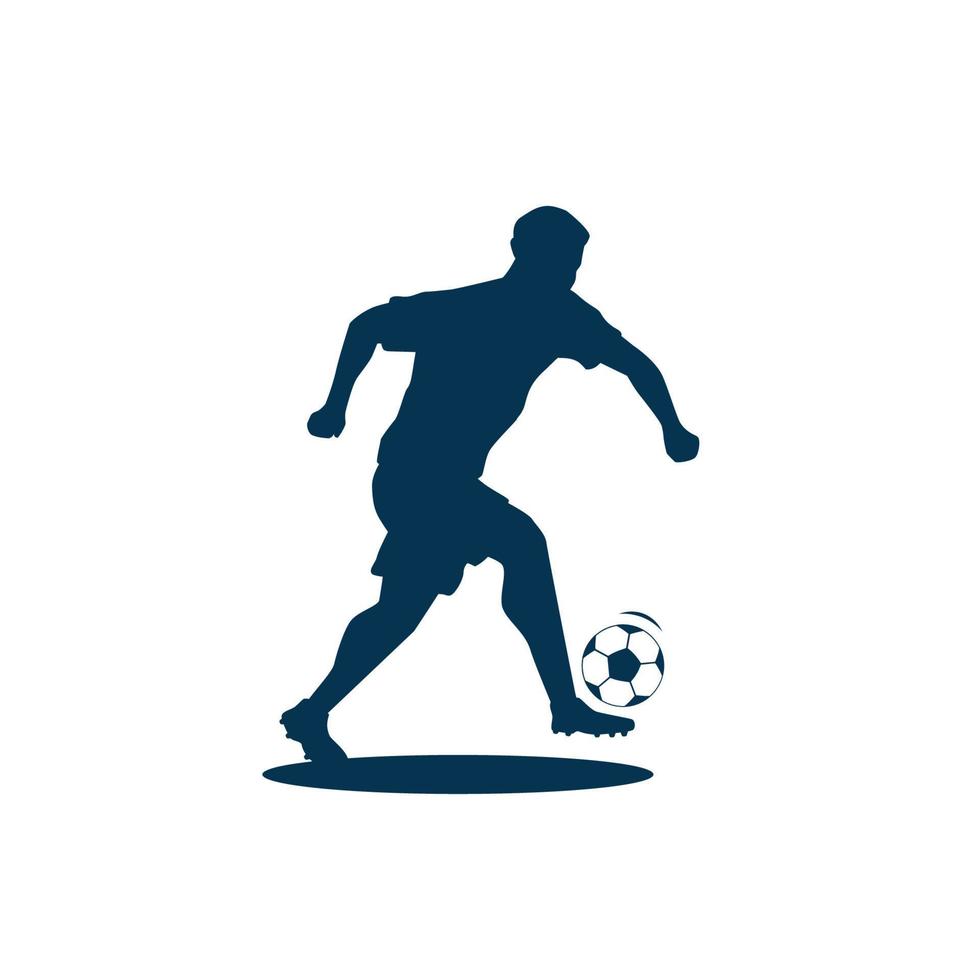 Vektorgrafik der Fußballspieler-Silhouette isoliert auf weißem Hintergrund vektor