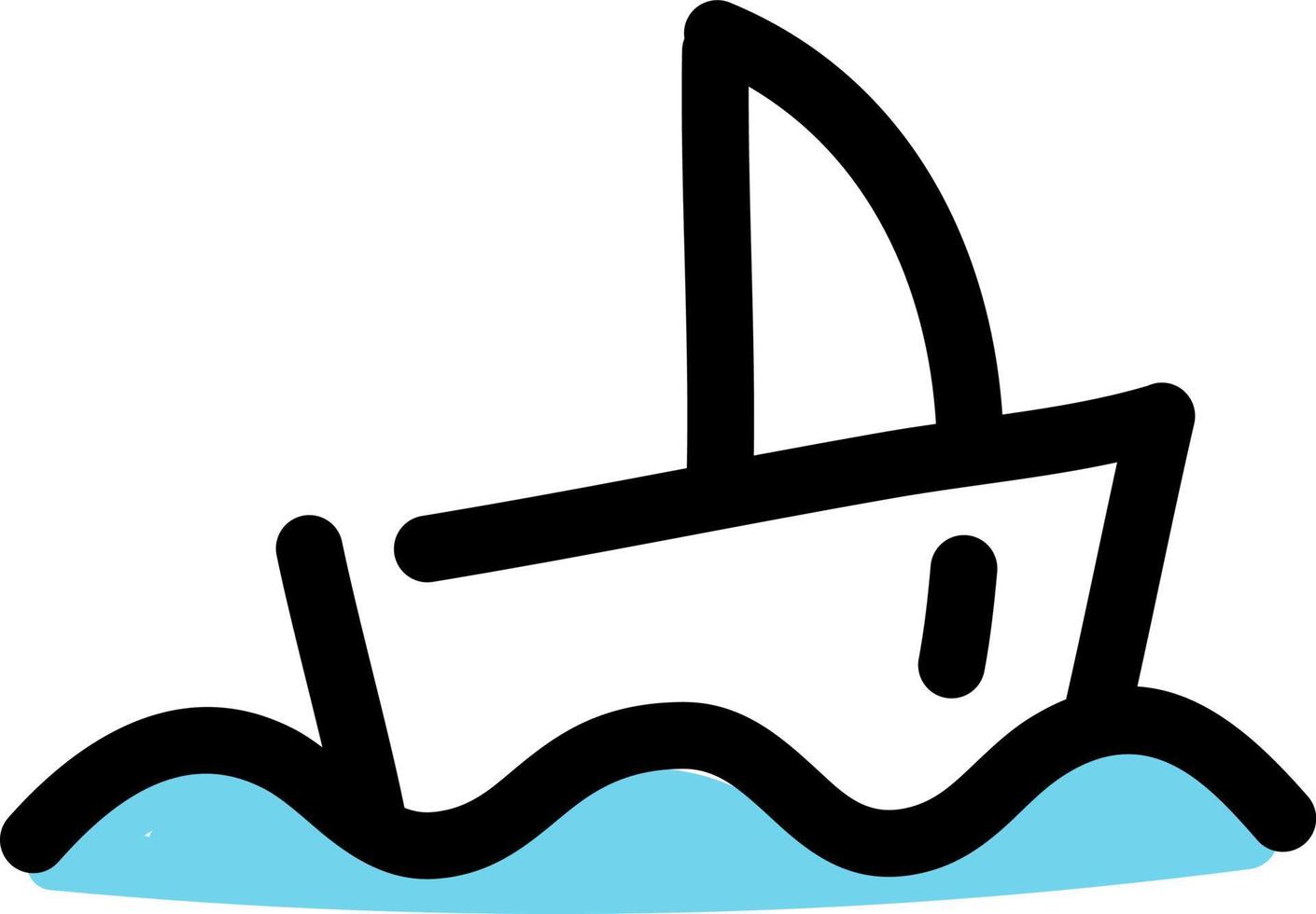 kleines Segelschiff, Illustration, Vektor auf weißem Hintergrund