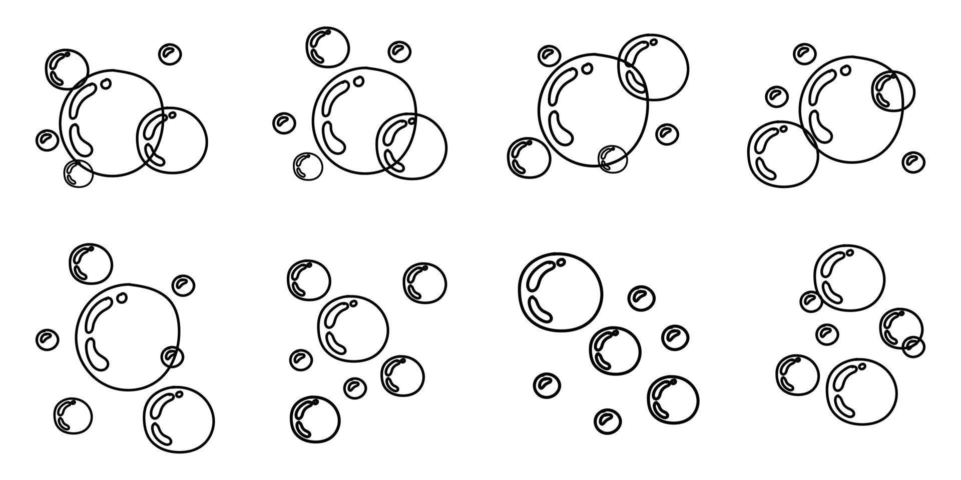 Seifenblase. handgezeichnete Linie im Stil einer Blasenskizze. Blasen im Doodle-Stil. isolierte vektorillustration des wassertropfens vektor