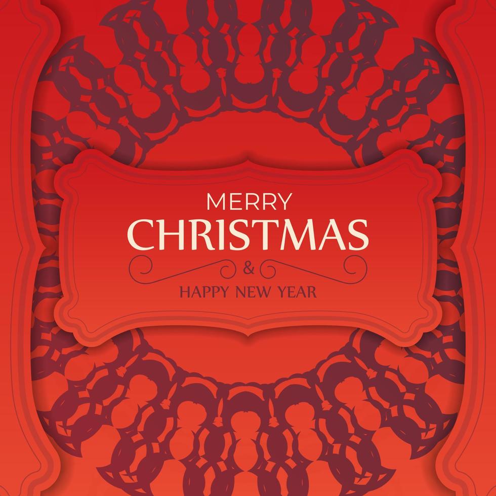 glad jul och Lycklig ny år hälsning broschyr mall röd Färg med vinter- vinröd prydnad vektor
