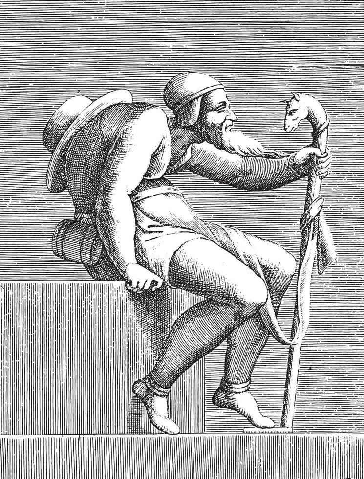 man med en puckel, Adamo scultori, efter michelangelo, 1585, årgång illustration. vektor