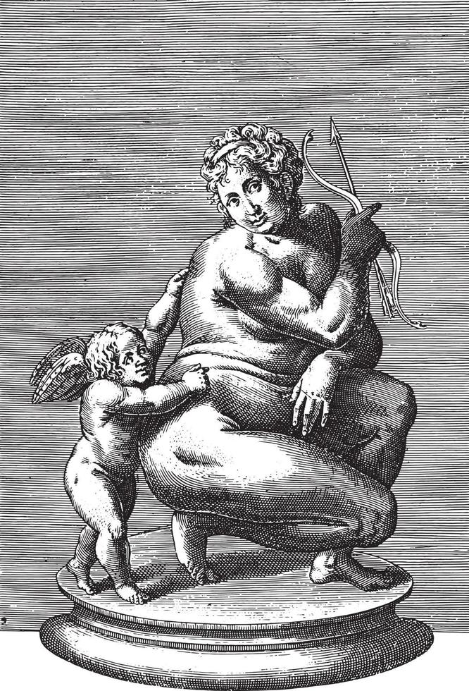 skulptur av venus och amor, anonym, 1584, årgång illustration. vektor