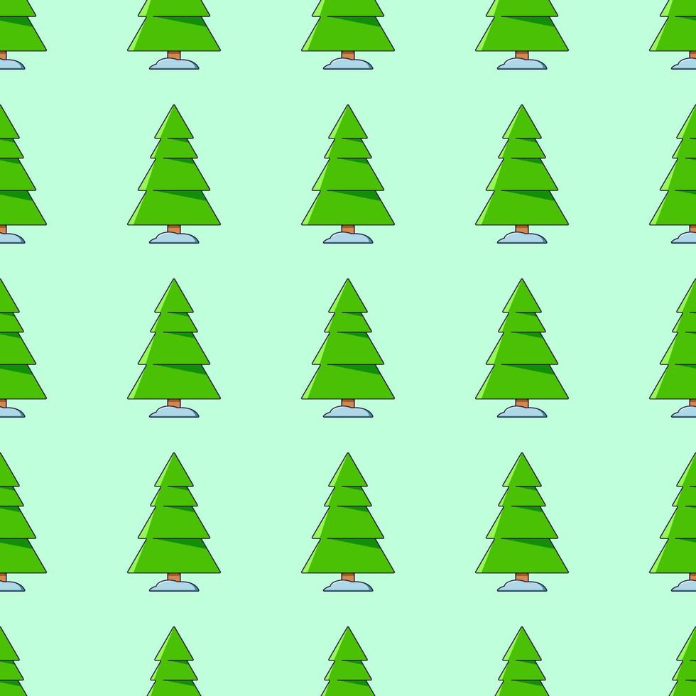 vibrerande vektor sömlös mönster av tecknad serie träd på ljus grön bakgrund för webb webbplatser, vykort, textil, omslag etc