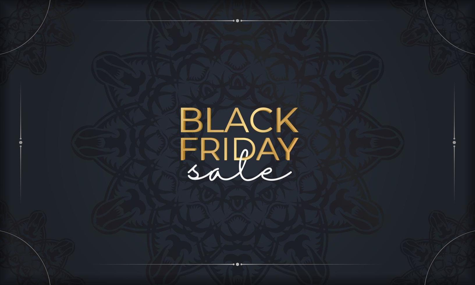 fest reklam för svart fredag försäljning mörk blå med en runda mönster vektor
