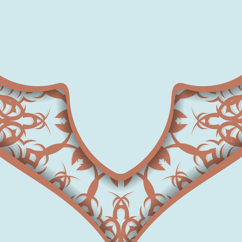 akvamarin vykort med lyxig korall ornament för din varumärke. vektor